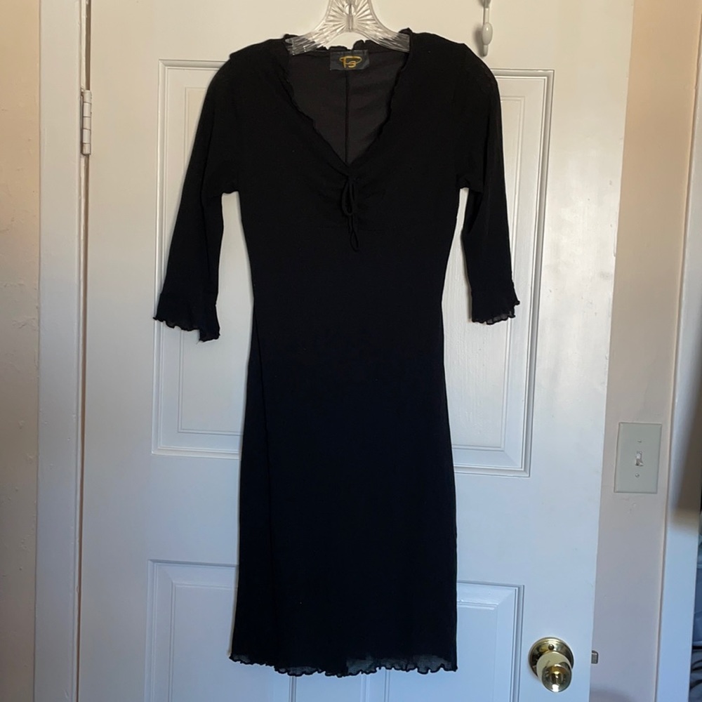 Vintage 90s Little Black Dress - Mesh, Lined - Picture 2 of 11